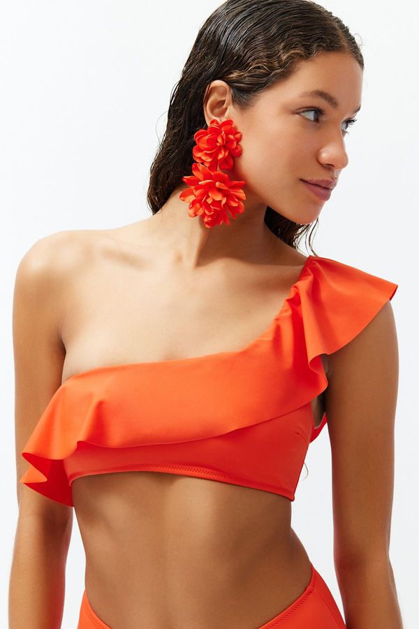 Trendyol Trendyol Red One-Shoulder Frilly Bikini Top