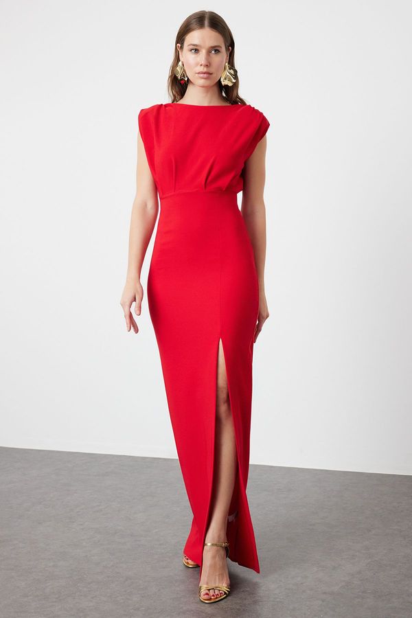 Trendyol Trendyol Red Padded Woven Long Evening Evening Dress