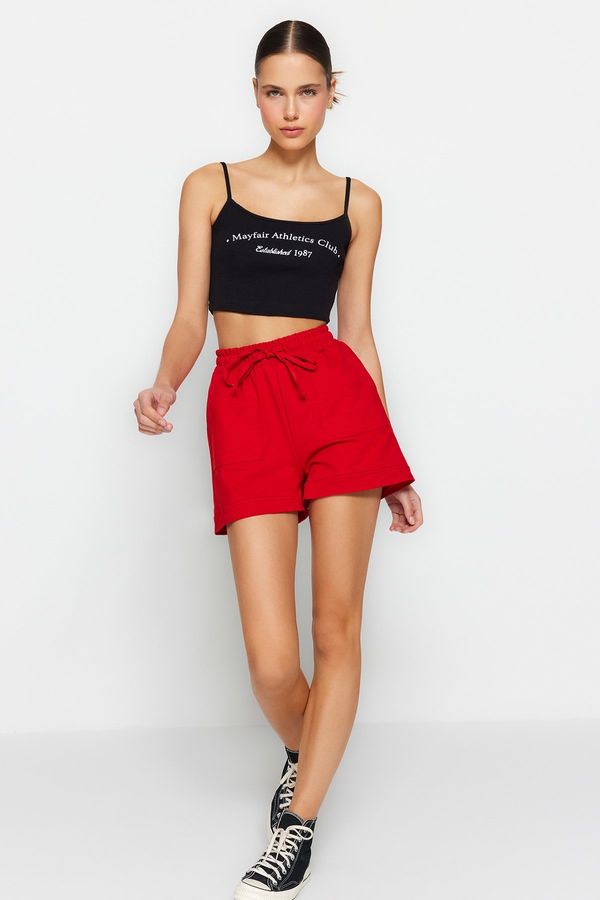 Trendyol Trendyol Red Pocket Detailed High Waist Knitted Shorts