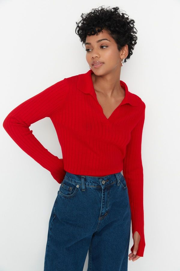 Trendyol Trendyol Red Polo Neck Knitwear Sweater