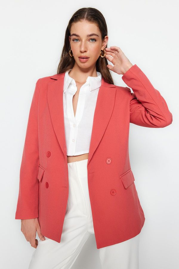 Trendyol Trendyol Red Regular Lined Double Breasted Closure Woven Blazer Jacket