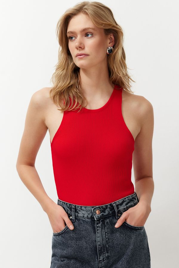 Trendyol Trendyol Red Ribbed Knitwear Blouse