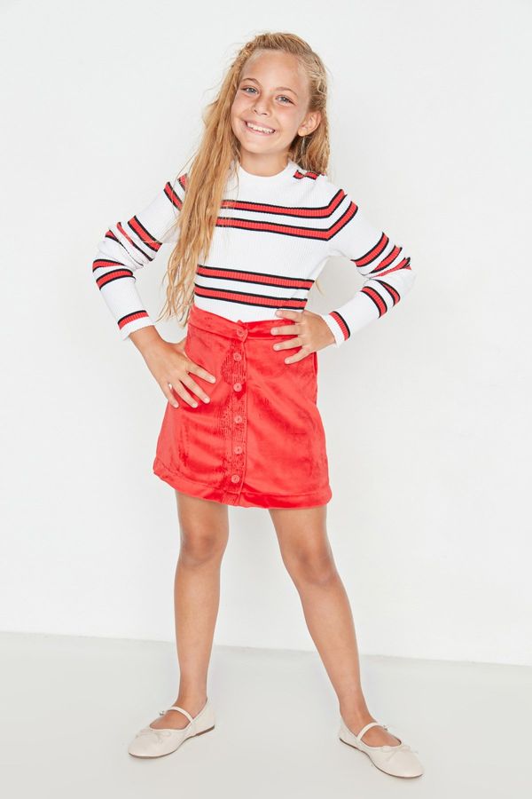 Trendyol Trendyol Red Velvet Girl Knitted Skirt