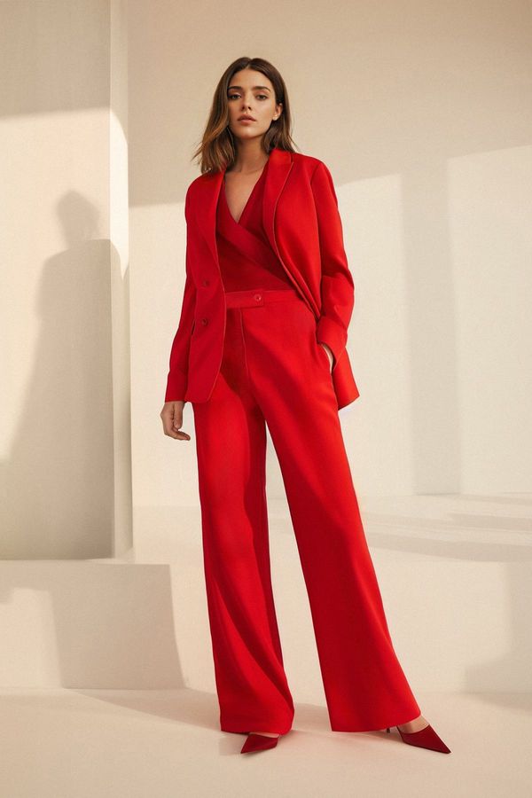 Trendyol Trendyol Red Wide Leg Woven Trousers