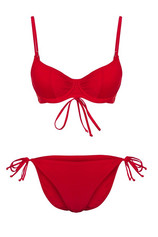 Trendyol Trendyol Red*003 Floral Balconette Regular Waist Bikini Set