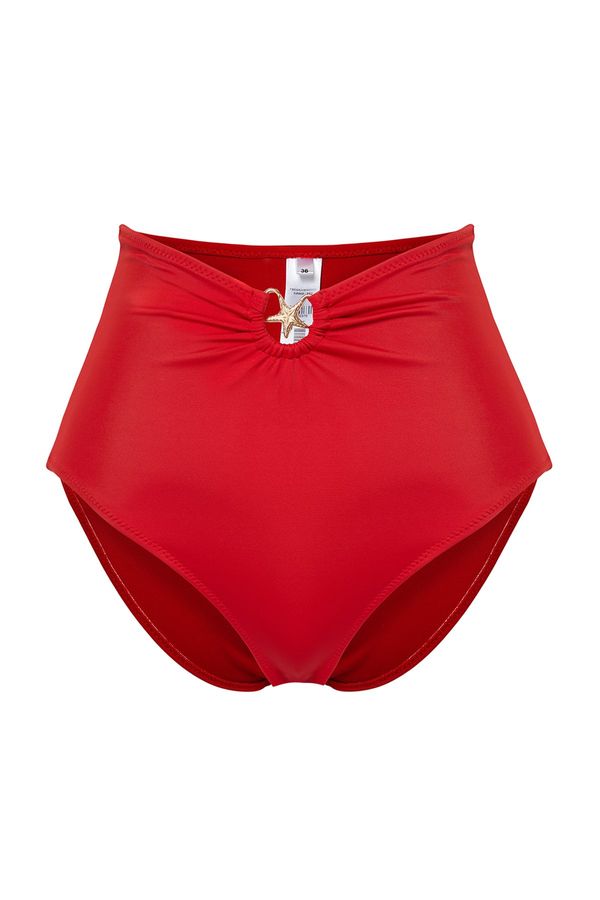 Trendyol Trendyol Red*003 High Waist Regular Bikini Bottoms with Plain Panties