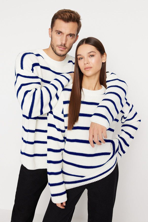 Trendyol Trendyol Saks FL Men's Oversize Crew Neck Striped Knitwear Sweater