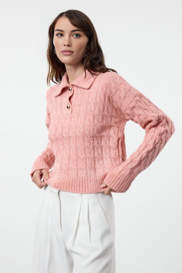 Trendyol Trendyol Salmon Soft Textured Glittery Knitted Sweater