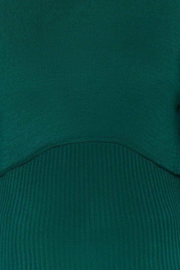 Trendyol Trendyol smaragdno zeleni pulover za pletenine iz steznika