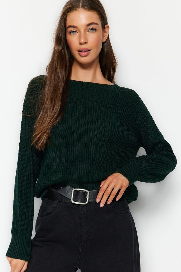 Trendyol Trendyol smaragdno zeleni raglan pletilni pulover