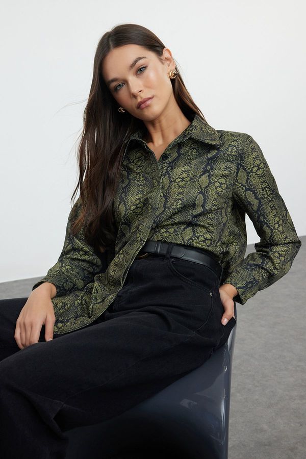 Trendyol Trendyol Snake Patterned Satin Woven Shirt