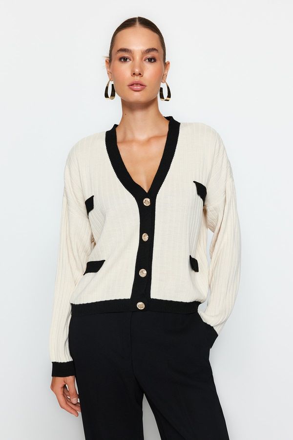 Trendyol Trendyol Stone barvni blok pletenine Cardigan