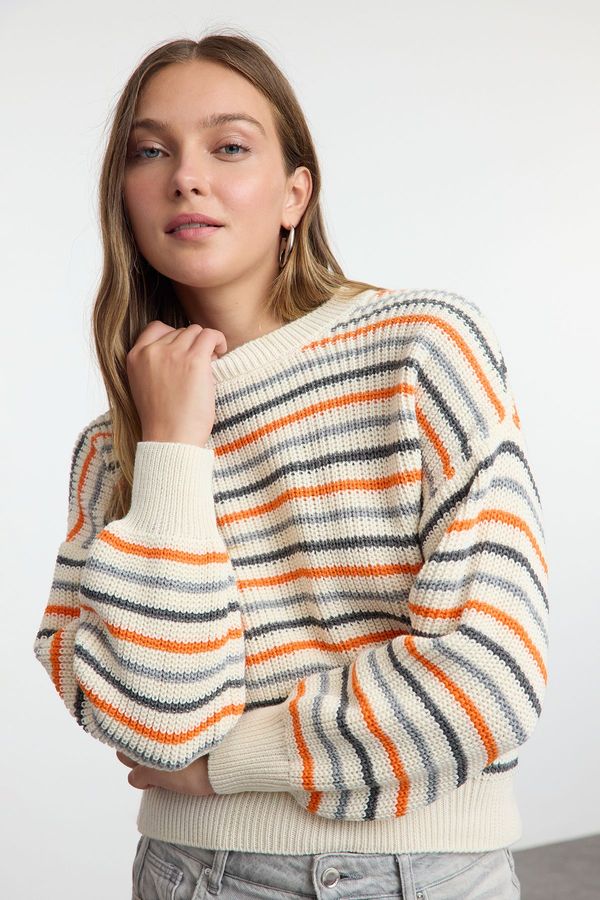 Trendyol Trendyol Stone Basic Striped Crew Neck Knitwear Sweater