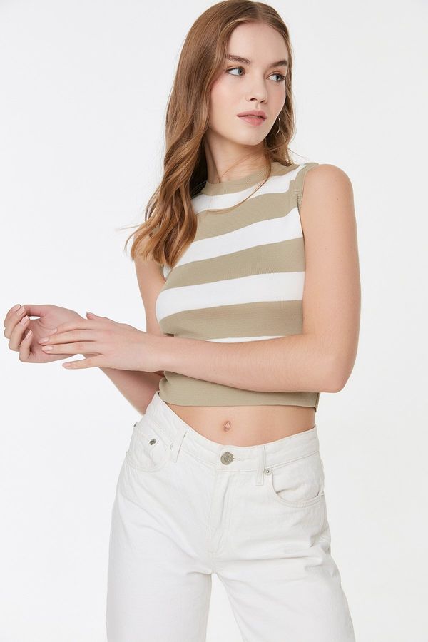 Trendyol Trendyol Stone Crop Striped Knitwear Blouse