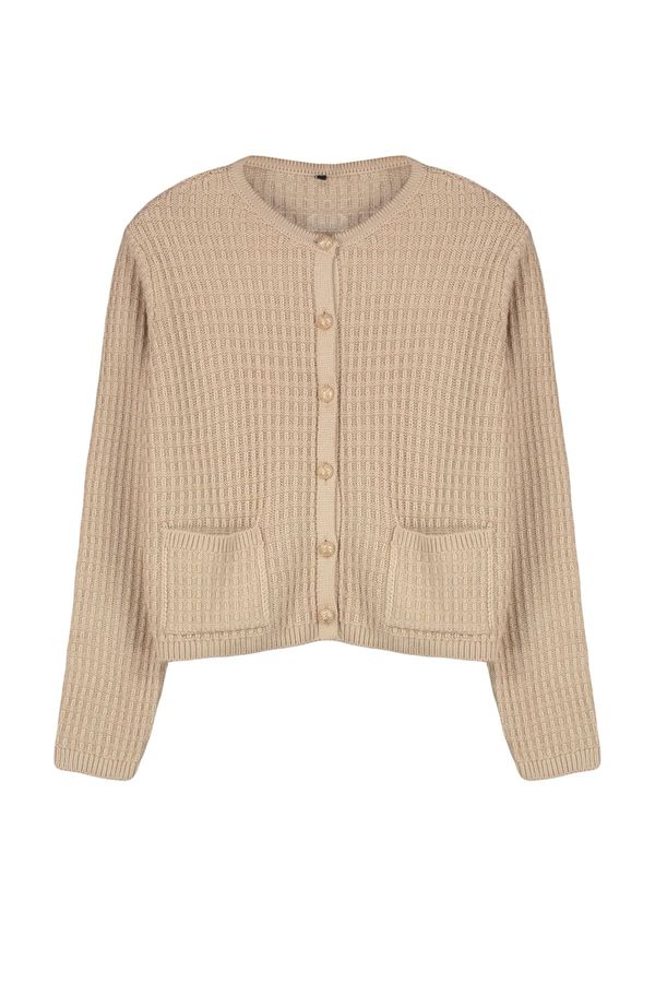 Trendyol Trendyol Stone Jacket Look Buttoned Pocket Detailed Knitwear Cardigan