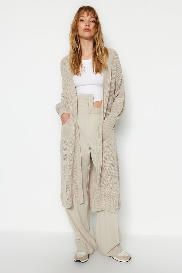 Trendyol Trendyol Stone Maxi Basic Knitwear Cardigan