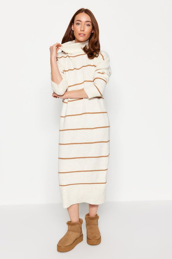 Trendyol Trendyol Stone Maxi Knitwear Wide Pattern Soft Texture Dress