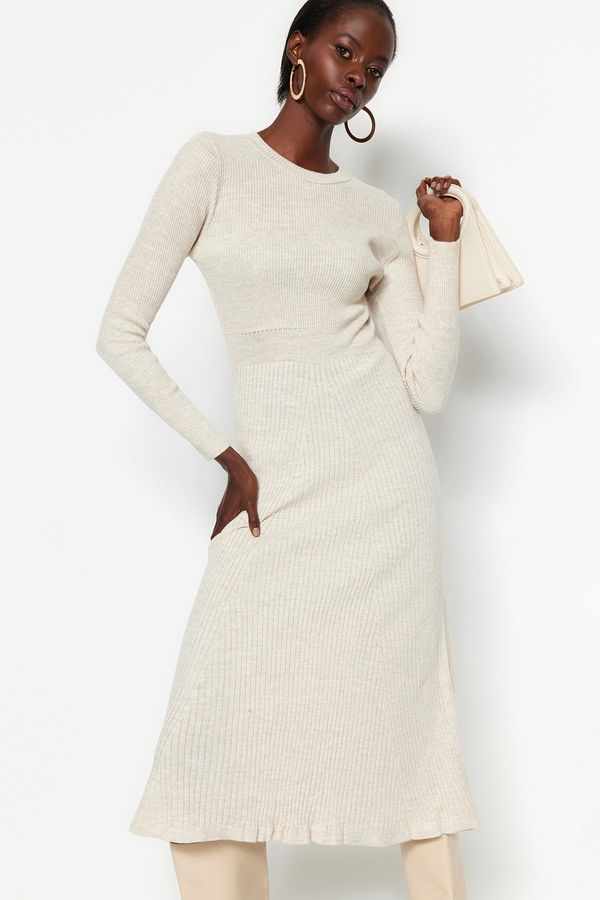 Trendyol Trendyol Stone Midi Knitwear Crewneck Dress Dress