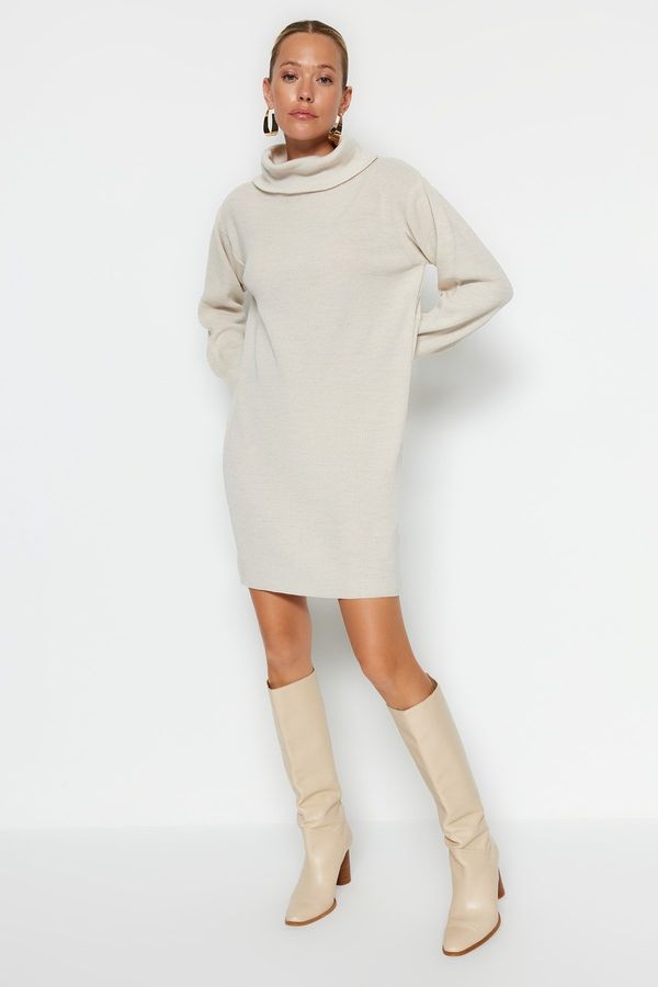 Trendyol Trendyol Stone Mini Knitwear Turtleneck Dress