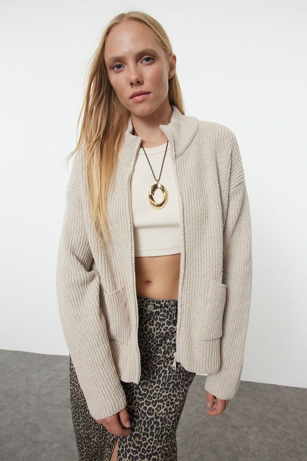 Trendyol Trendyol Stone More Sustainable Pocket Detailed Knitwear Cardigan