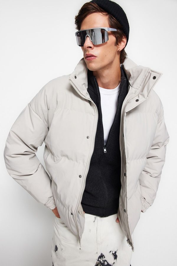 Trendyol Trendyol Stone Oversize Fit Stand Collar Winter Puffer Coat