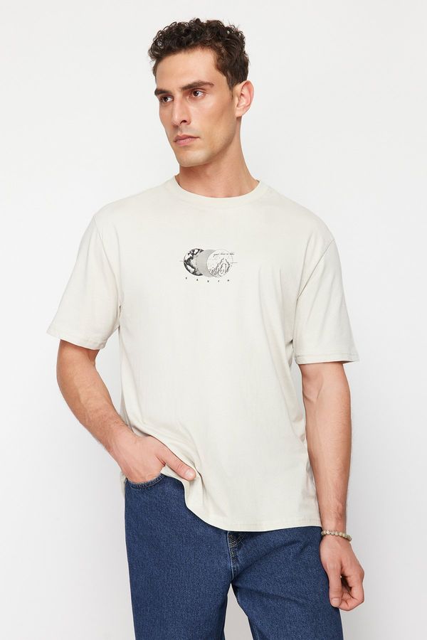 Trendyol Trendyol Stone Relaxed / Casual Cut Printed 100% Cotton T-Shirt