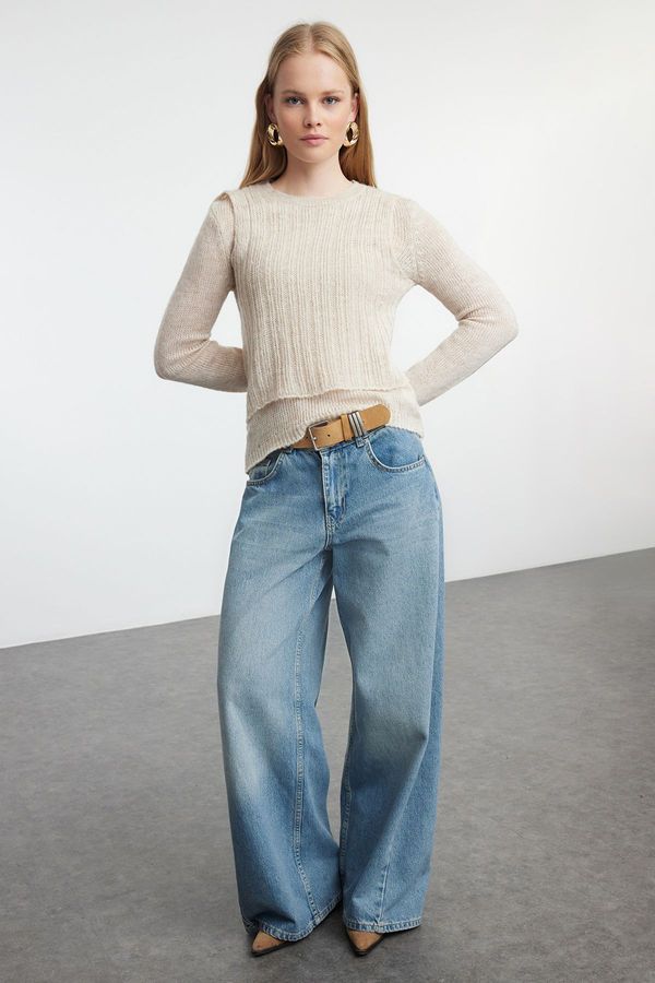 Trendyol Trendyol Stone Sweater Soft Textured Loose Knit Sweater