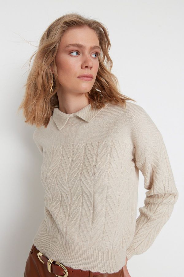 Trendyol Trendyol Stone Wide fit Mehke teksturirane pletenice Pletenine pulover