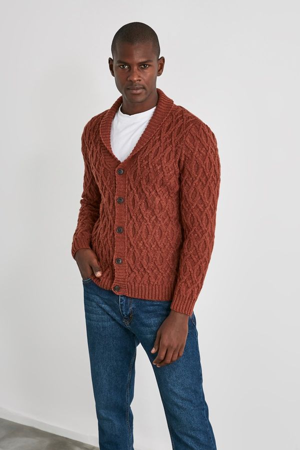 Trendyol Trendyol Tile Men's Shawl Collar Hair Knit Cardigan
