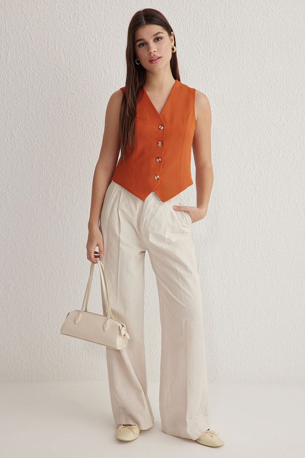 Trendyol Trendyol Tile Premium Regular Pattern Crop Woven Vest