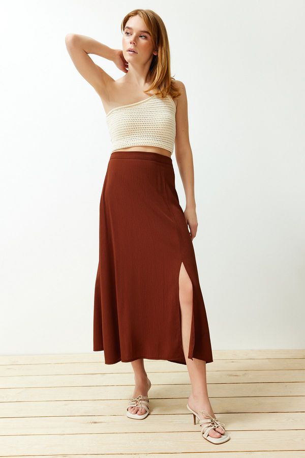 Trendyol Trendyol Tile Textured Fabric Slit Detailed Woven Midi Skirt