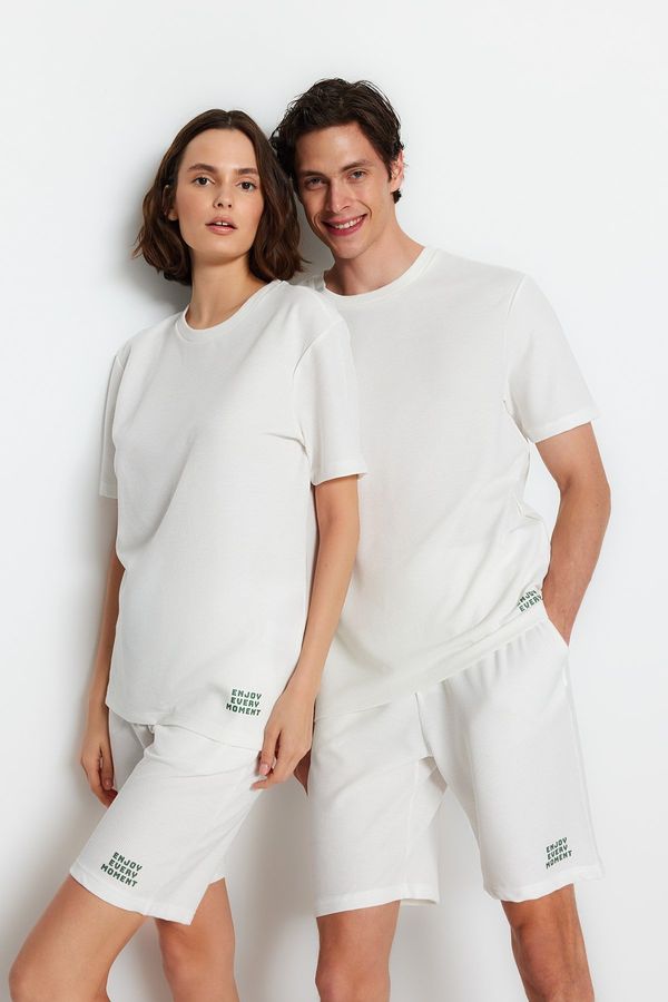 Trendyol Trendyol Unisex Ecru Regular Fit Knitted Pajamas Set