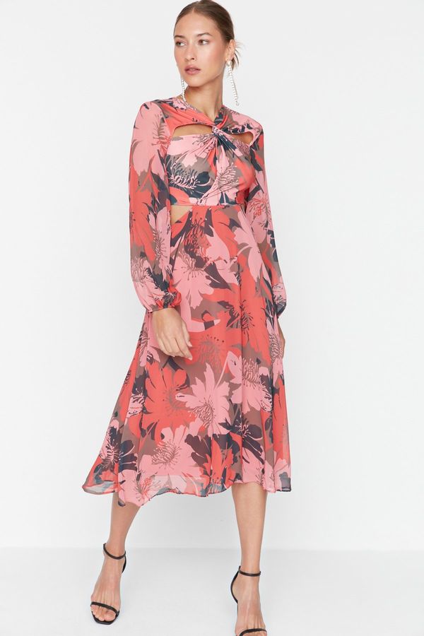 Trendyol Trendyol večbarvni ovratnik Podrobna večerna obleka