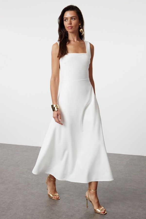 Trendyol Trendyol White A-Cut Woven Elegant Evening Dress