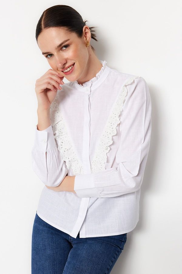 Trendyol Trendyol White Lace Cotton Woven Shirt