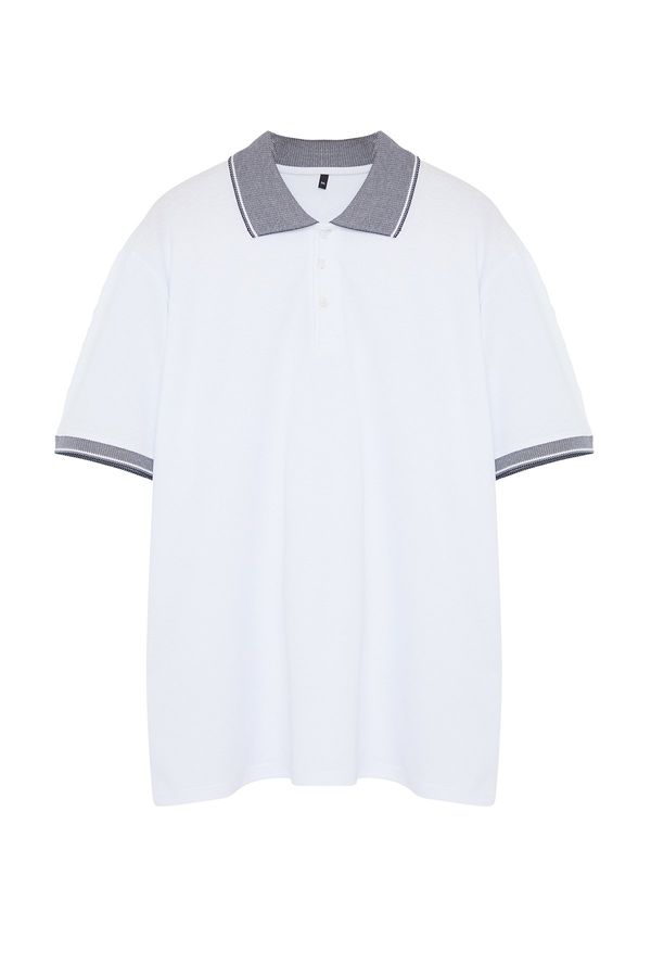 Trendyol Trendyol White Large Size Regular/Normal Cut Polo Neck T-Shirt