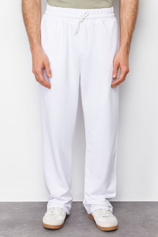 Trendyol Trendyol White Oversize/Wide Cut Baggy Basic Sweatpants
