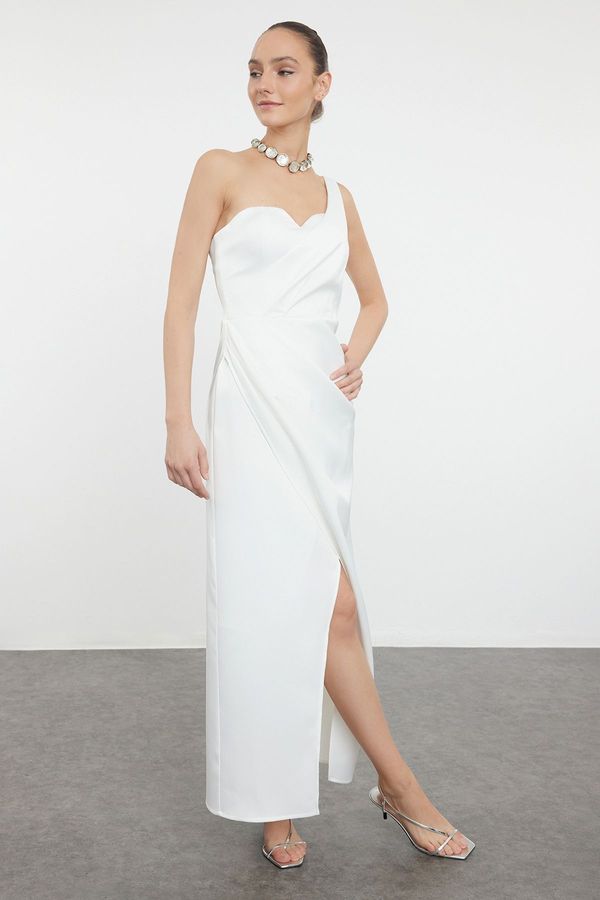 Trendyol Trendyol White Satin Woven Elegant Evening Dress