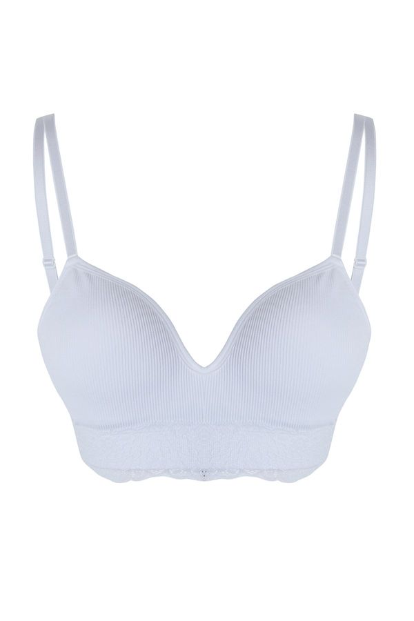 Trendyol Trendyol White Seamless Lace Detailed Non-wired Cupped Bustier Knitted Bra