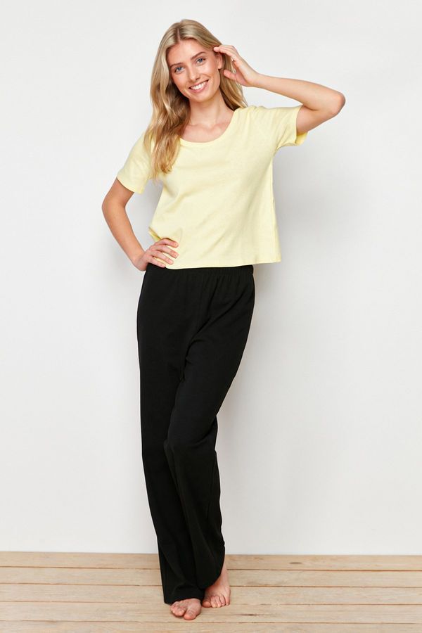 Trendyol Trendyol Yellow 100% Cotton Corded Knitted Pajamas Set