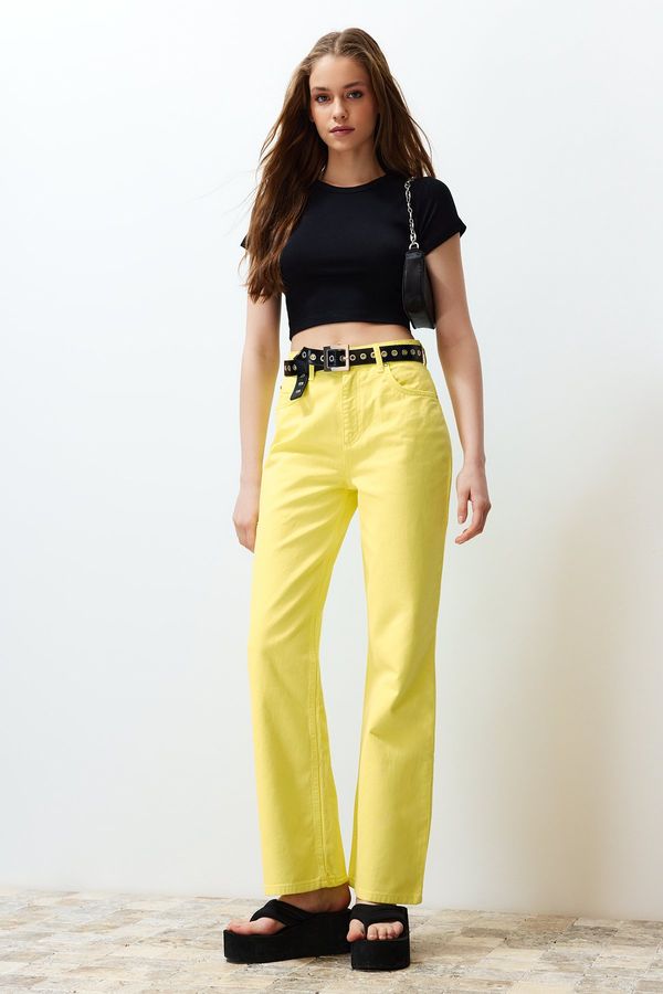 Trendyol Trendyol Yellow High Waist Wide Leg Jeans