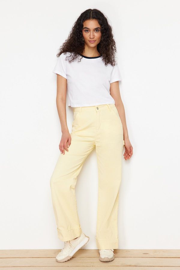 Trendyol Trendyol Yellow More Sustainable Carpenter Detail High Waist Wide Leg Jeans