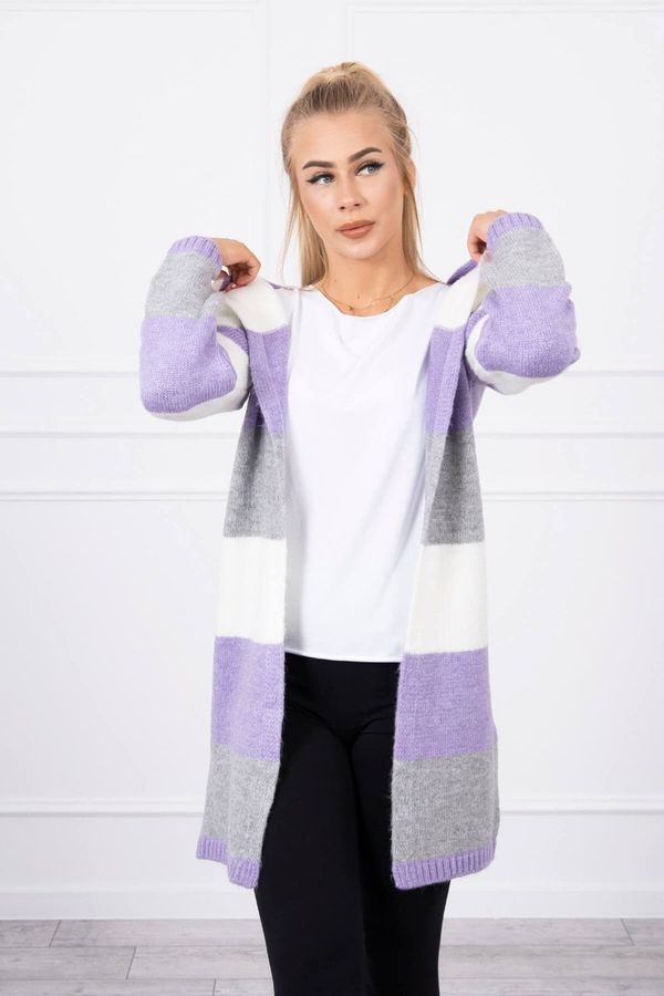 Kesi Tricolor striped sweater ecru+purple+gray