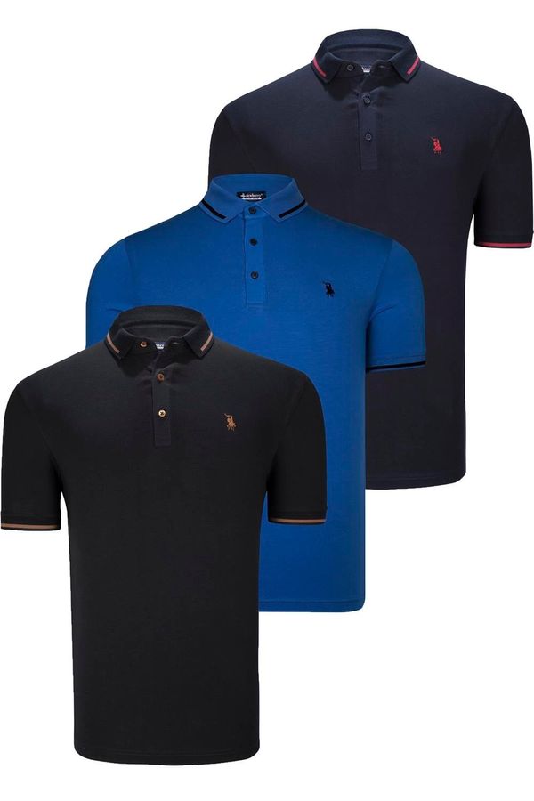 dewberry TRIPLE SET T8586 DEWBERRY MEN'S T-SHIRT-BLACK-NAVY-SAKS