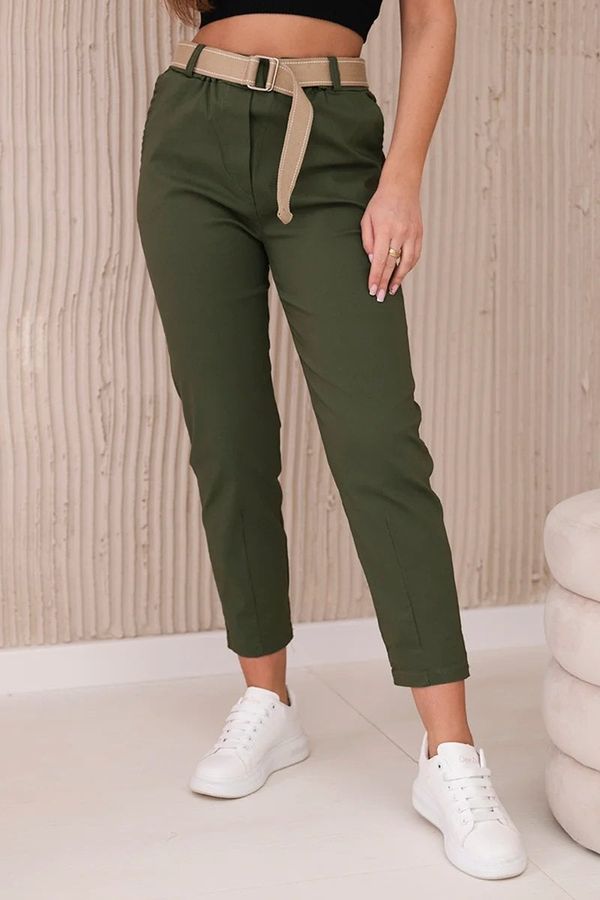 Kesi Trousers with a wide belt in khaki