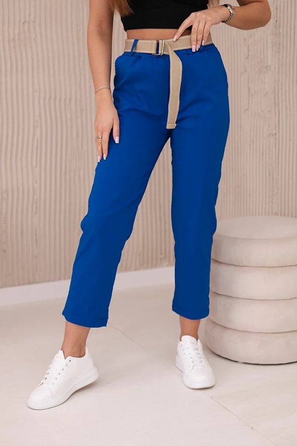 Kesi Trousers with wide belt cornflower blue