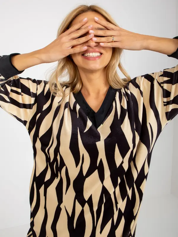 RUE PARIS Tunic-RP-TU-8189-2.07-black-beige