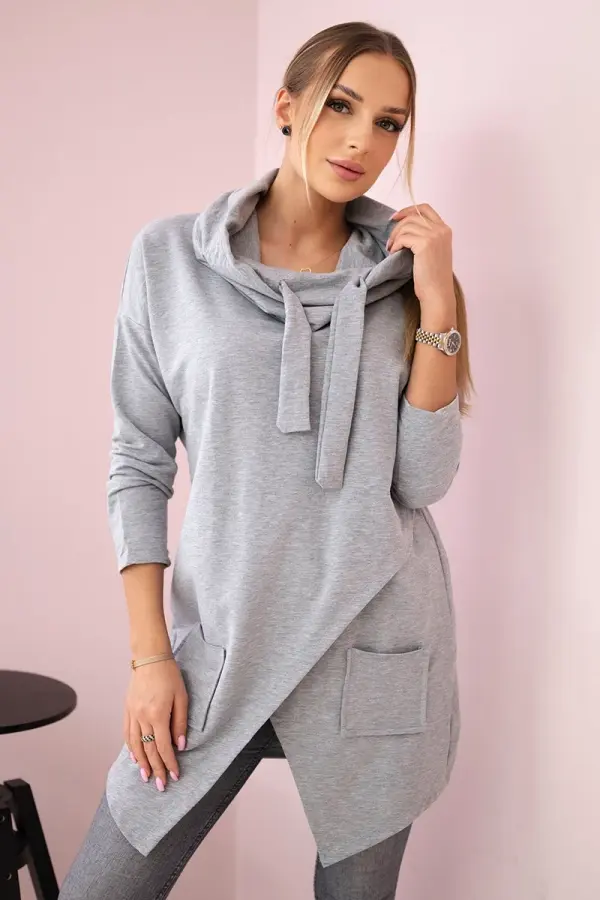 Kesi Tunic with a clutch on the front Oversize gray