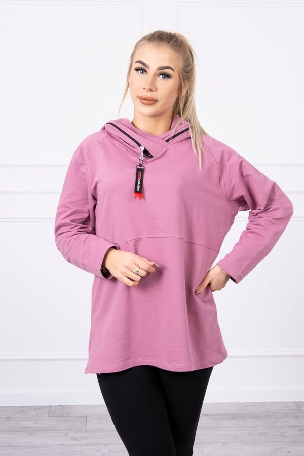 Kesi Tunic with zipper on hood Oversize dark pink