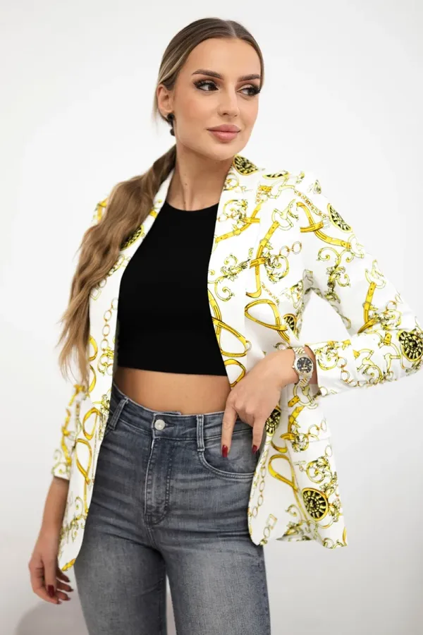 Turecki Turecki Cotton jacket with a colorful print ecru+yellow
